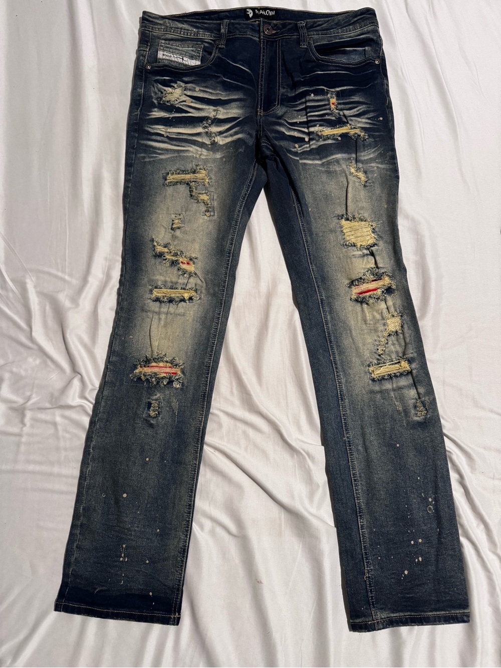Men's Distressed Skinny Jeans - Washed Black